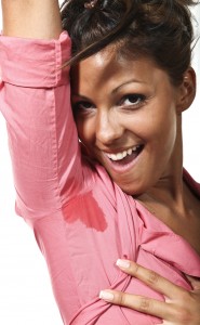 portrait of woman with sweaty armpits